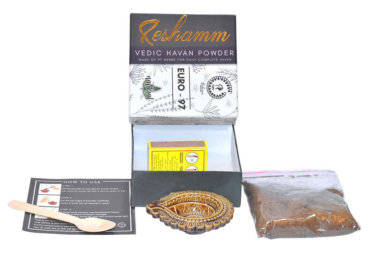 Vedic Havan Dhoop Powder (Euro 97) .50 gm: A Must Puja Article Product for Sampurna Havan OR 30 Days Daily Hawan Puja Samagri (Lab certified No Chemical /No Artificial Fragrance) 100% Natural & Rare herbs. Festival /Corporate gift (50 Gm)
