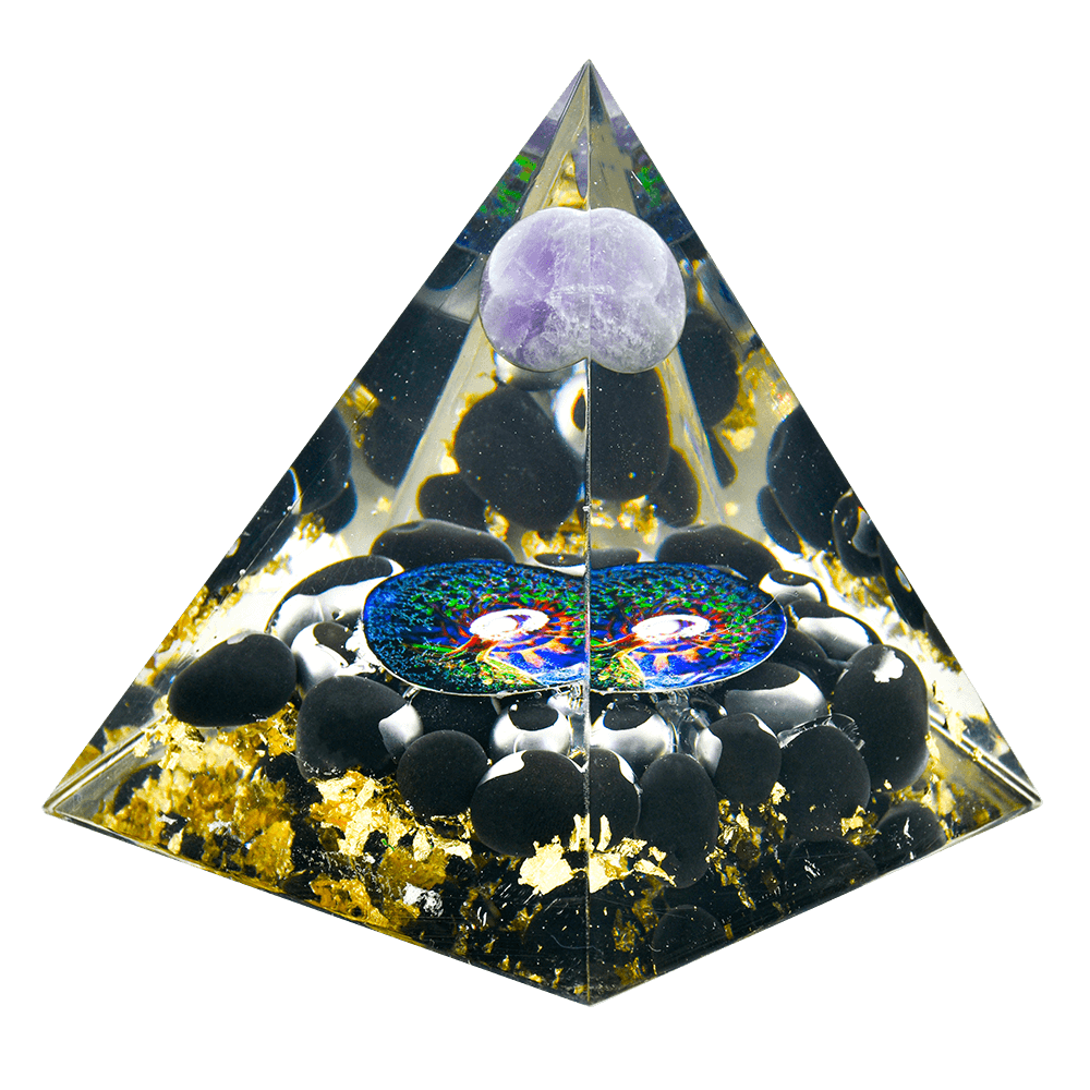 Amythest Ball & Black Obsidian Base Pyramid