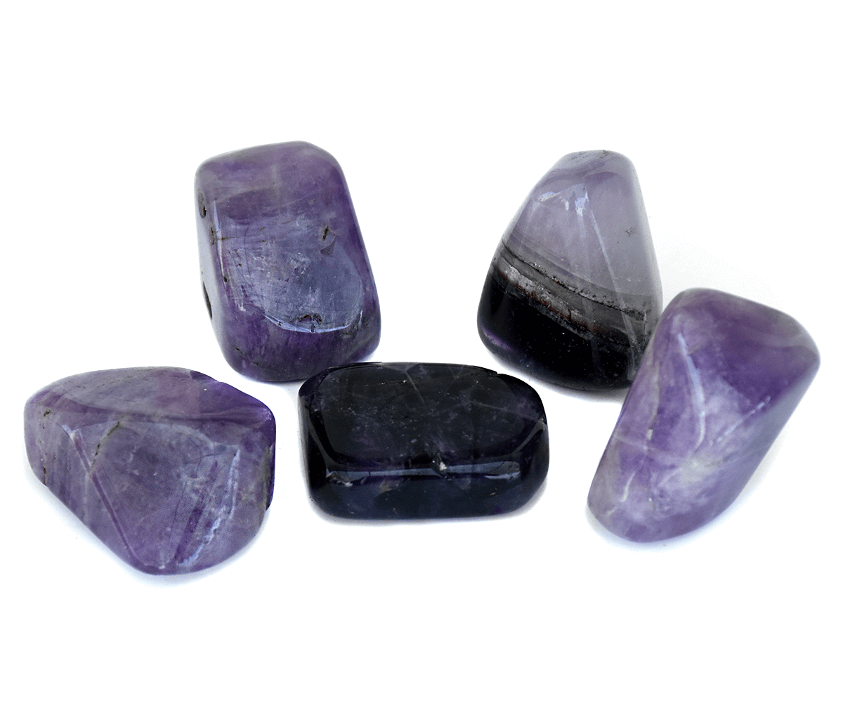 Natural Amethyst Brazilina Tumble Crystals / Stones for Reiki Healing and Vastu Correction and Increase Creativity Tumble Stone Regular Asymmetrical Crystal Stone  (Purple 5 pcs)