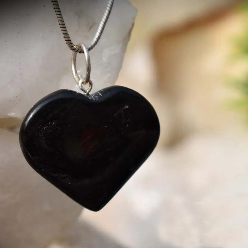 Black  Tormalien Heart Pendent