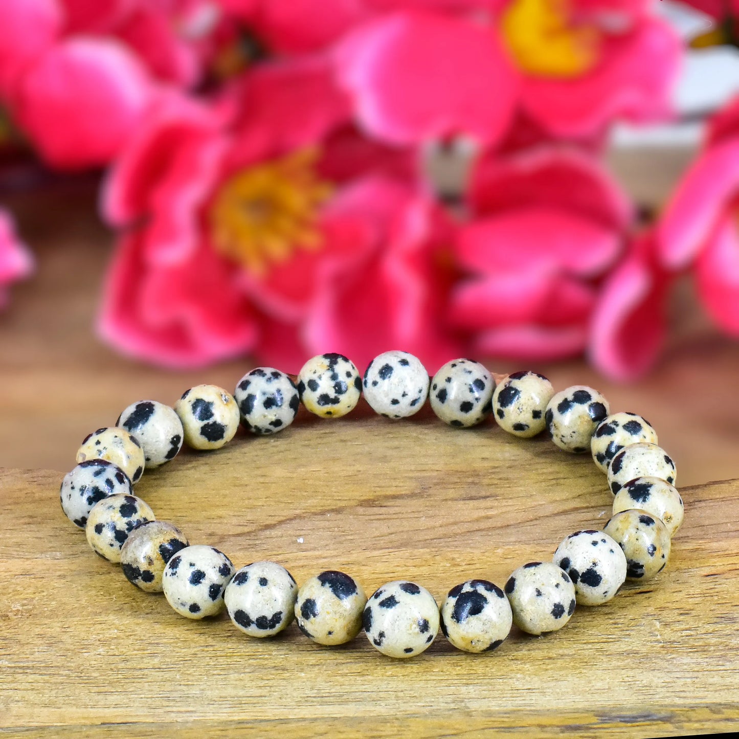 Dalmation Jasper Unisex Natural Crystal Stone Bracelet .