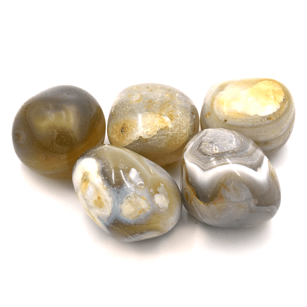 Pre-Energized Flower Agate Stone Crystal Natural Certified Superior Tumble for Inner Peace and Empathy, Feminine Energy Feng Shui Vastu Remedy