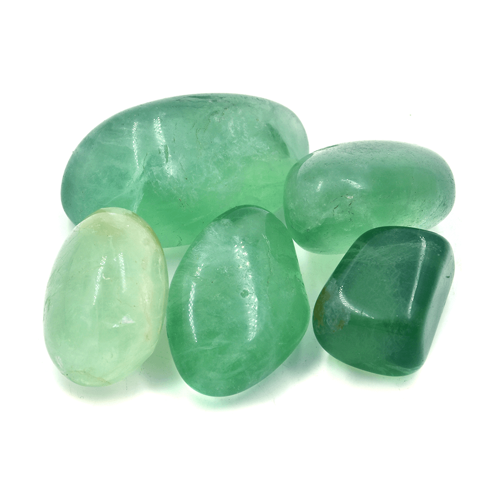 Green Fluorite Tumbled Stone Pebbles Reiki Healing Crystal Vastu Feng Shui (300 gms, 5pcs)