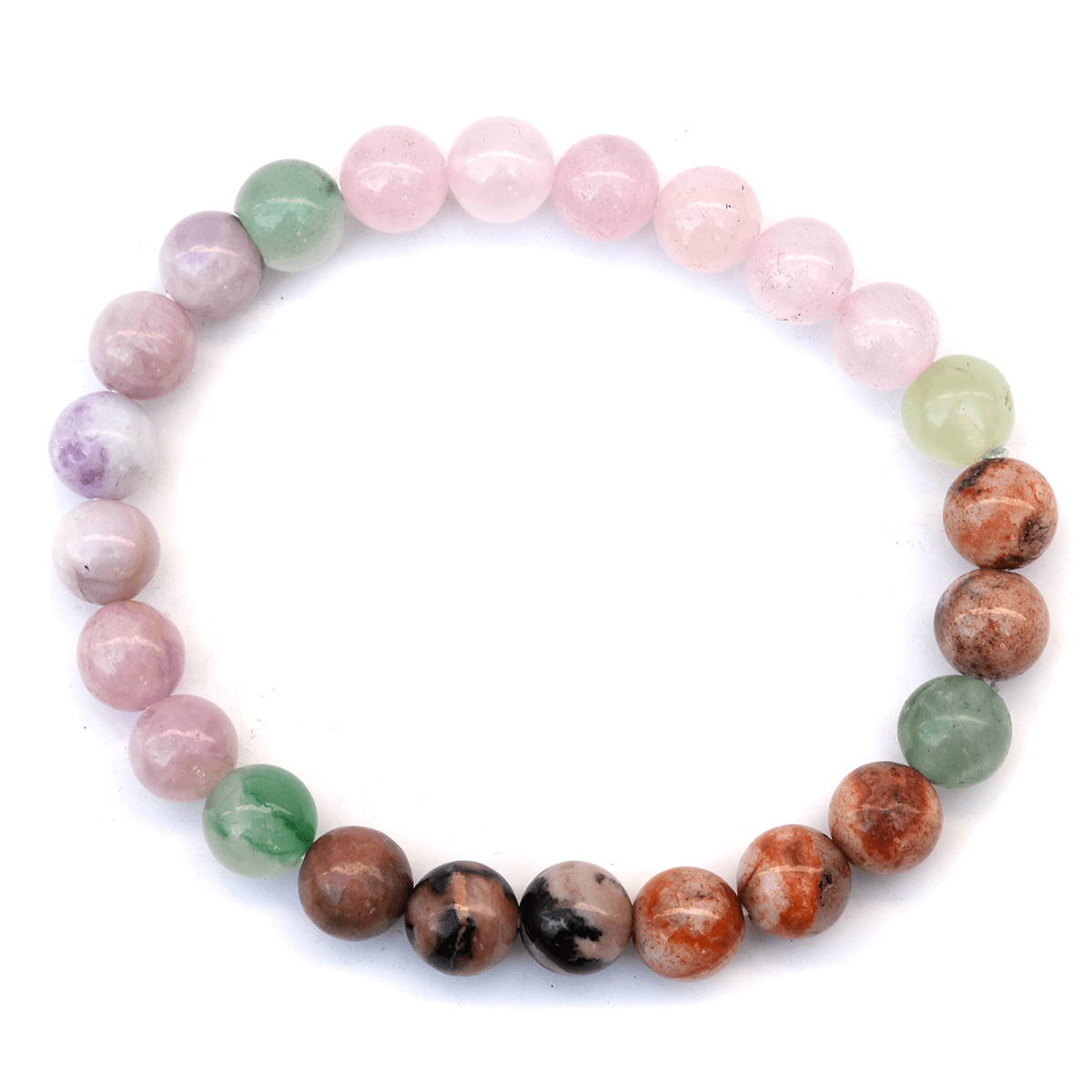 Pre Energized Natural Heart Chakra Crystal Stone bracelet Made with 8 mm Beads for abundance of empathy, compassion, and love.