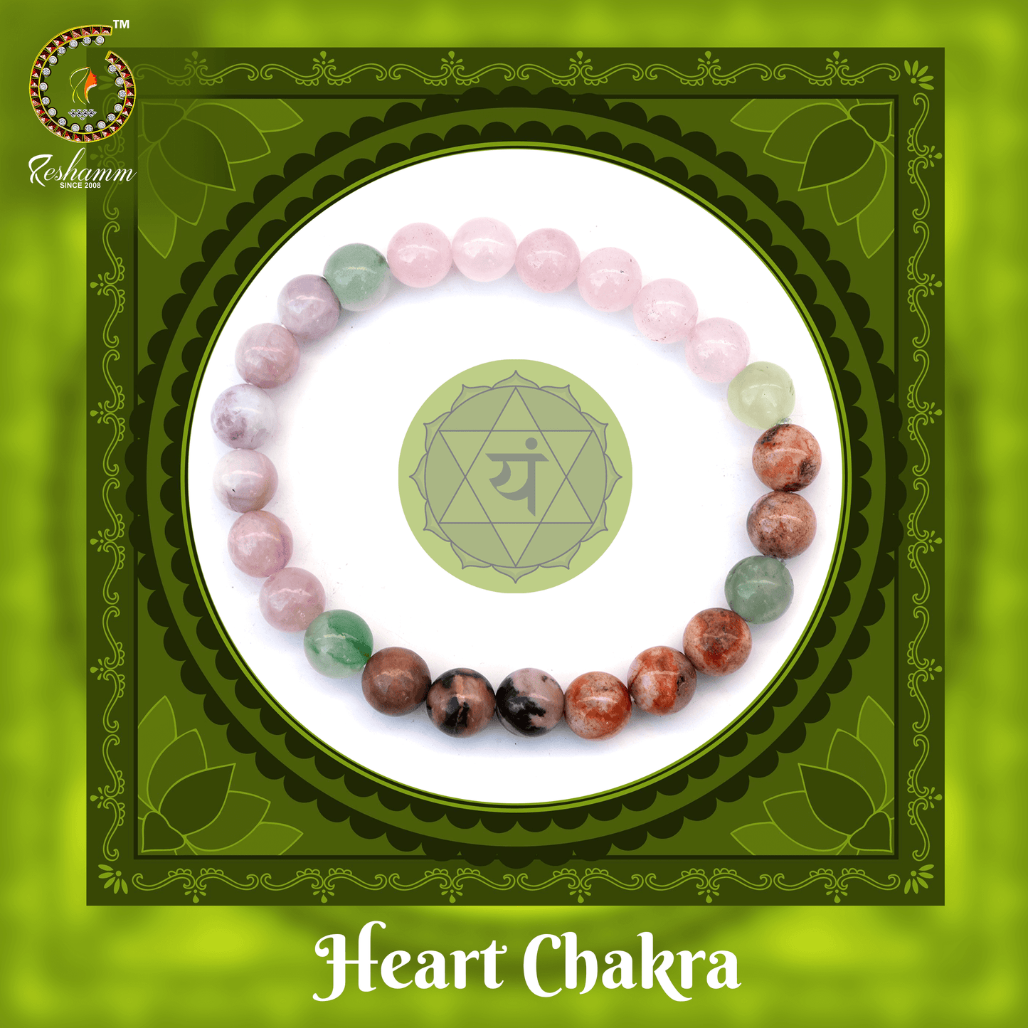 Pre Energized Natural Heart Chakra Crystal Stone bracelet Made with 8 mm Beads for abundance of empathy, compassion, and love.