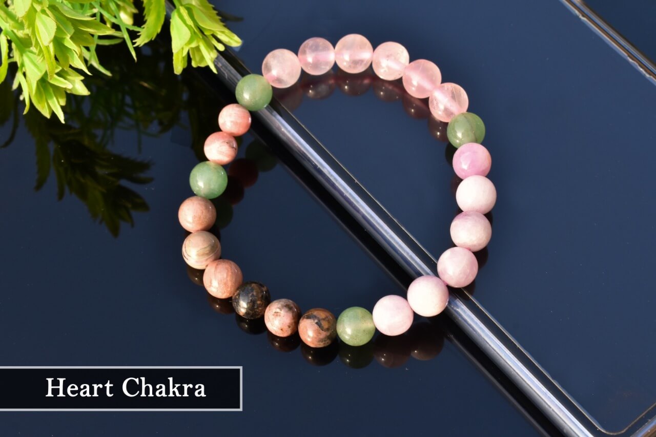 Pre Energized Natural Heart Chakra Crystal Stone bracelet Made with 8 mm Beads for abundance of empathy, compassion, and love.