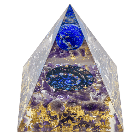 Lapis Lazuli Ball With Amythest Base Pyramid
