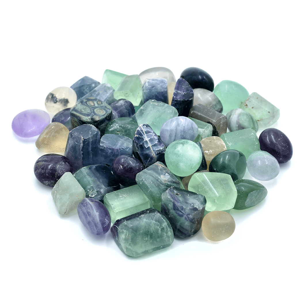 Natural Multi Fluorite Superior Tumble Stone. Charged By Reiki Grandmaster & Vastu Expert Polished Asymmetrical Crystal Stone  (Green, Purple 50 g)