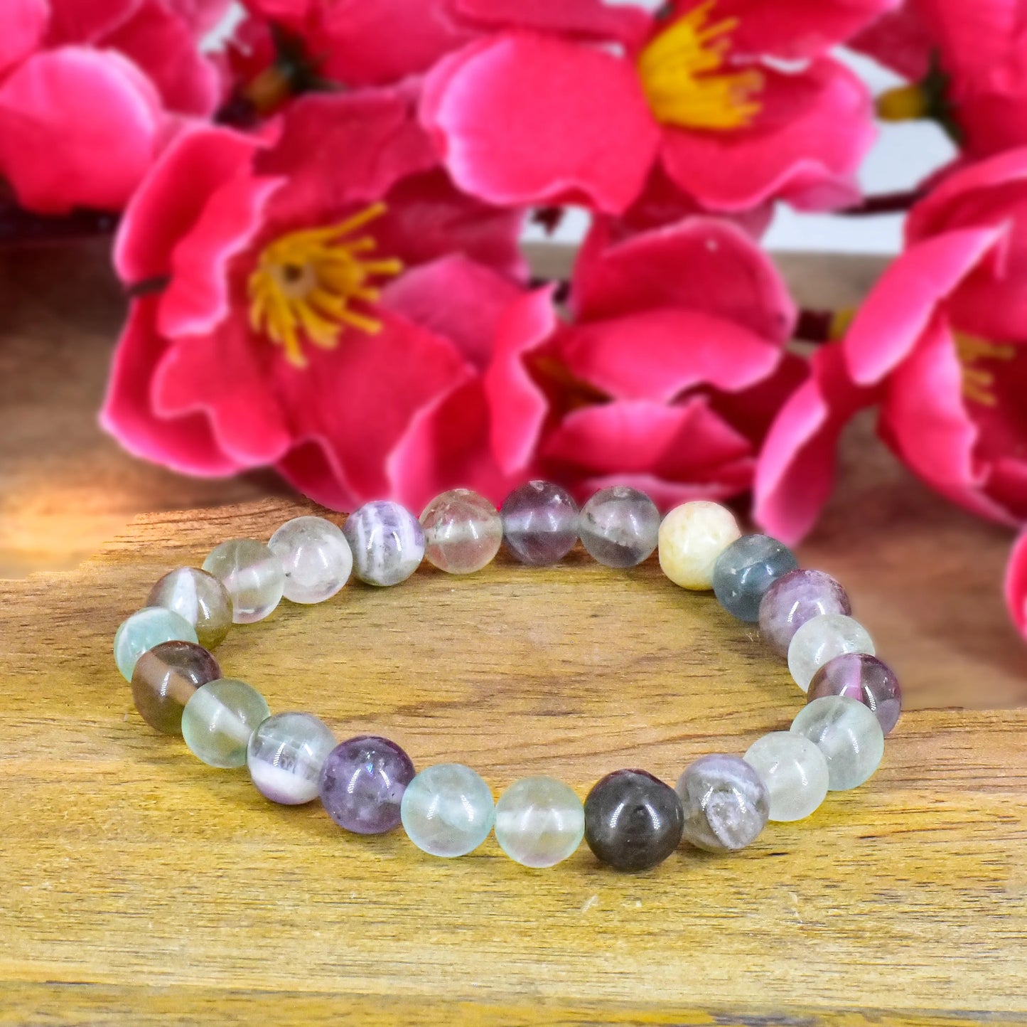 Multi Fluorite Unisex Natural Crystal Stone Bracelet – Reshamm