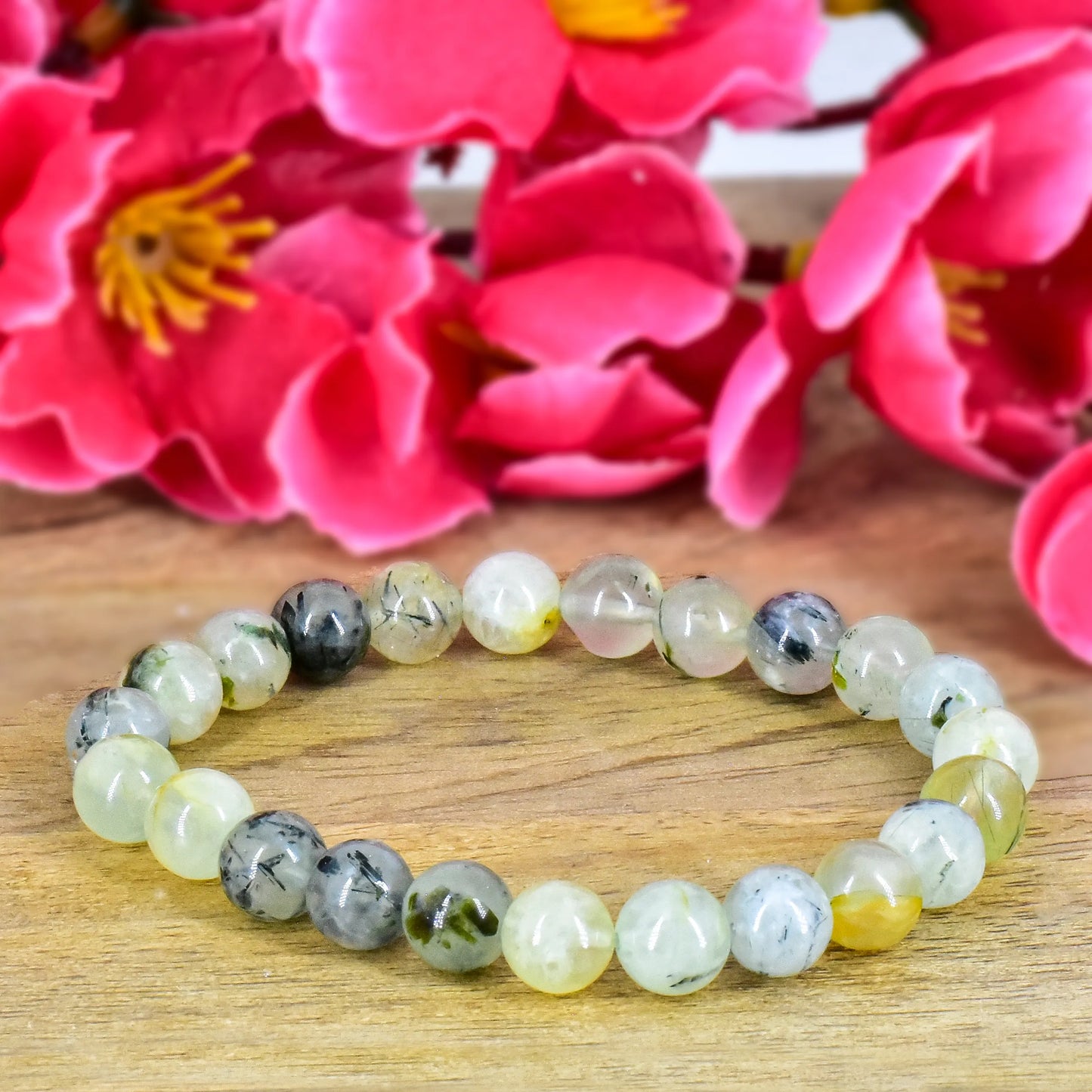 Prehnite Crystal Stone Bracelet for Emotional Healing