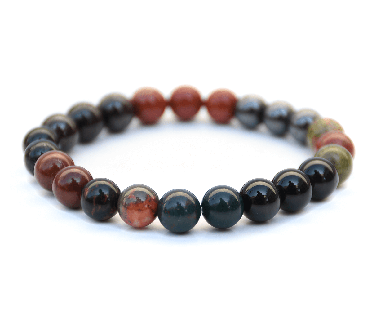 Pre Energized Natural Root Chakra Crystal Stone Bracelet With 8 mm Beads for focus, Presence dependability, reliability, and responsibility.
