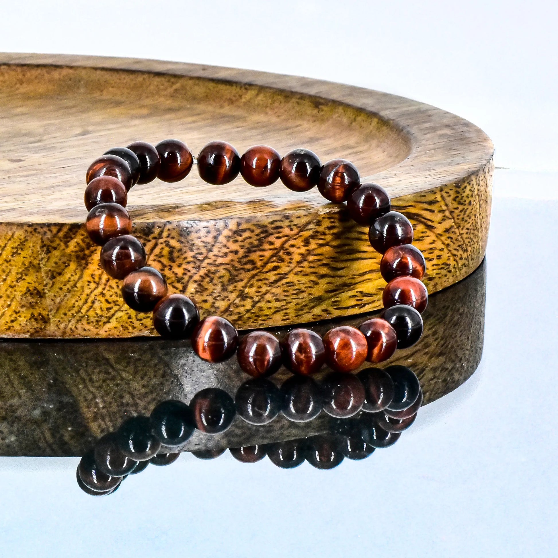 Red Tiger Eye Crystal Stone Bracelet for Confidence and Courage