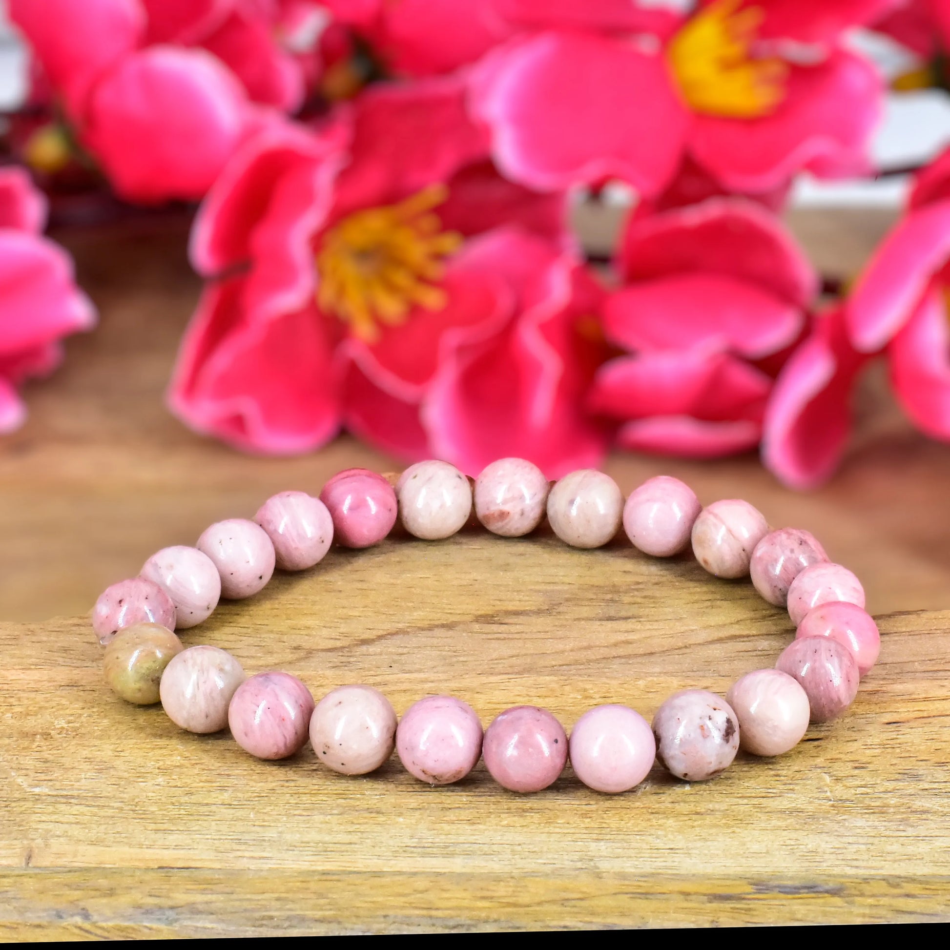 Rhodocrosite crystal stone bracelet for Heart Chakra