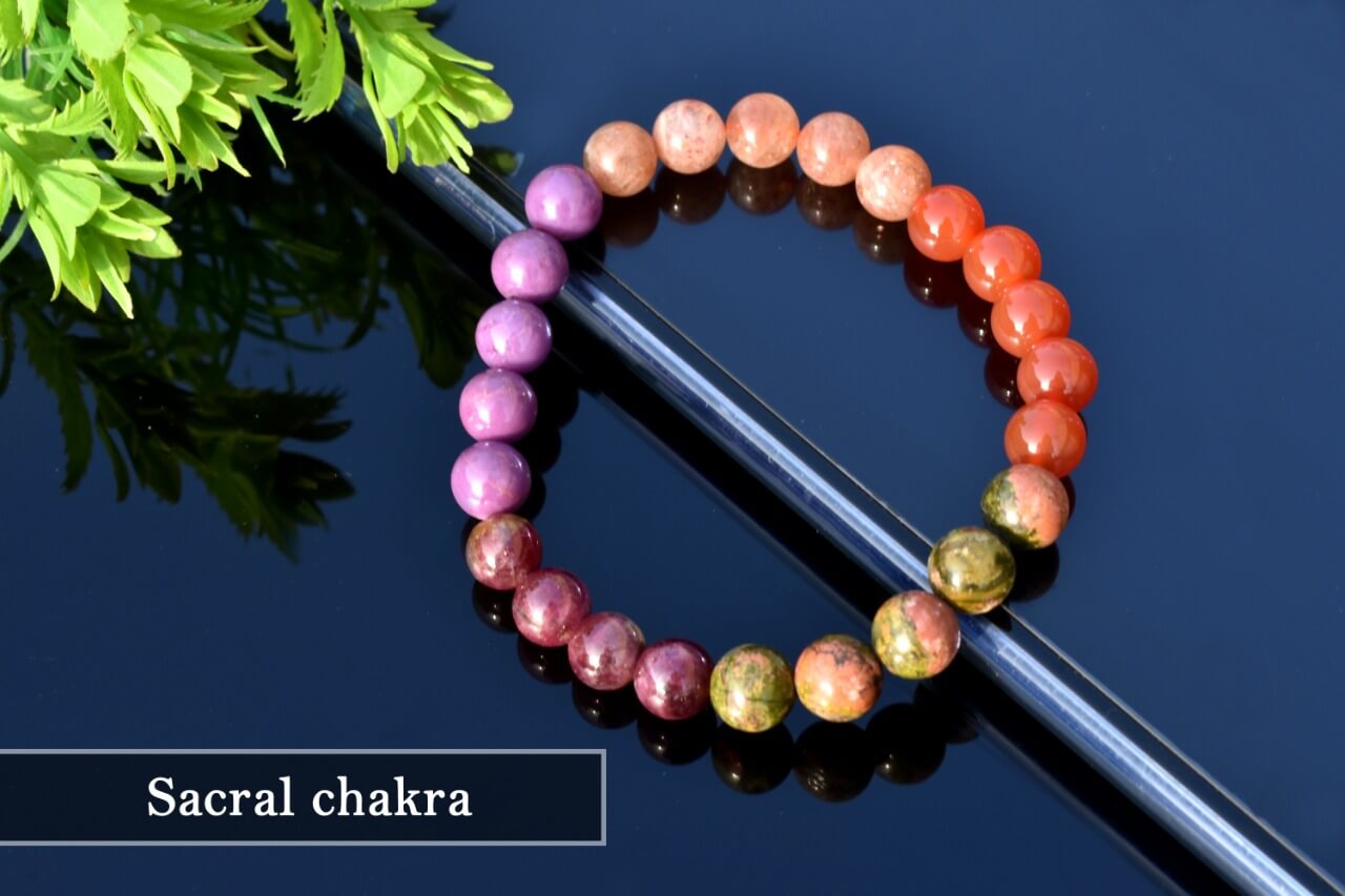 Pre Energized Natural Sacral Chakra Crystal Stone Bracelet with 8 mm Beads