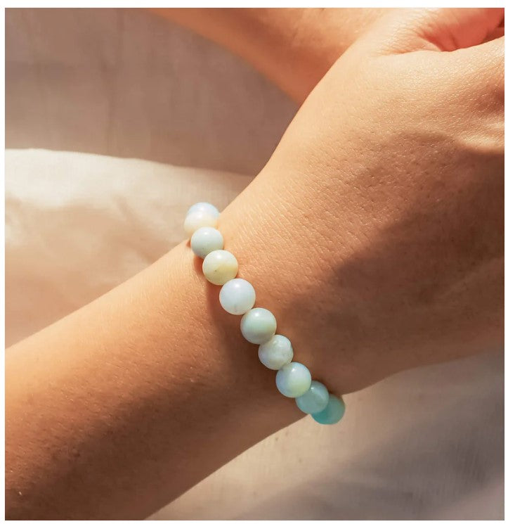 Reshamm Pre-Energized Premium Amazonite Natural Crystal Stone Bracelet for Balance and Harmony