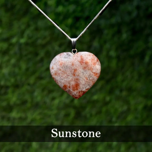 Sunstone Pendant Heart Shape Crystal Stone Pendant for Reiki Healing and Crystal Healing Stone Pendant Size 25-30 mm Approx (Color : Peach)