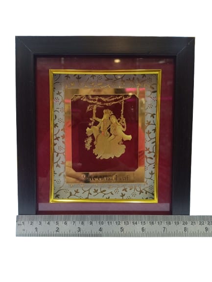 Radha Krishna 24K Gold Leaf Frame | Premium Spiritual Wall Decor for Home & Office | Luxury Religious Gift by Reshamm