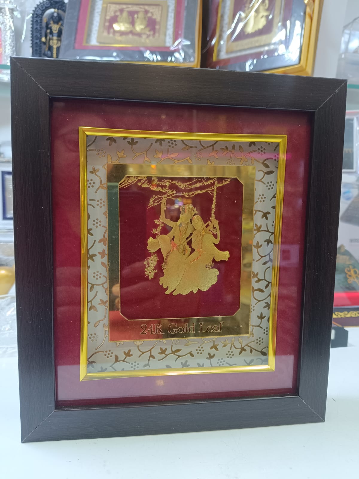 Radha Krishna 24K Gold Leaf Frame | Premium Spiritual Wall Decor for Home & Office | Luxury Religious Gift by Reshamm