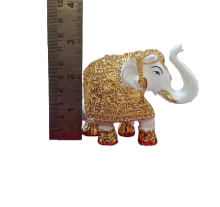 Shubh Lakshmi Gold Plated Elephant Set | Royal Harmony Gold-Coated Elephant Pair for Home Decor & Vastu | Premium Auspicious Gift by Reshamm