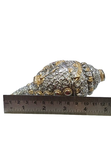 Divya Ganesh Silver Plated Shankh with Velvet Box | Auspicious Ganpati Shankh for Pooja & Vastu | Premium Spiritual Gift by Reshamm