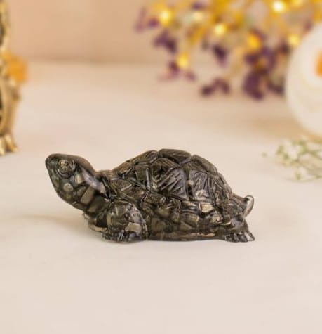 Pyrite Tortoise for Vastu & Wealth | Natural Pyrite Crystal Turtle for Prosperity & Positive Energy | Feng Shui Tortoise by Reshamm