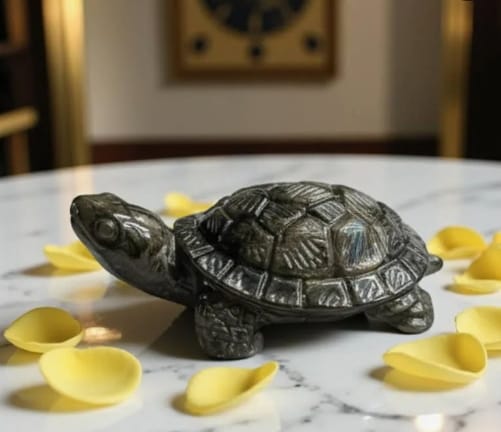 Pyrite Tortoise for Vastu & Wealth | Natural Pyrite Crystal Turtle for Prosperity & Positive Energy | Feng Shui Tortoise by Reshamm