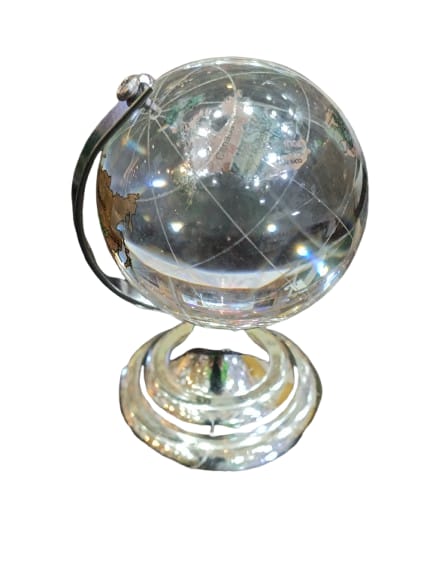 Glass Globe by Reshamm | Premium Crystal World Globe for Home & Office Decor | Vastu Globe for Career Growth & Success