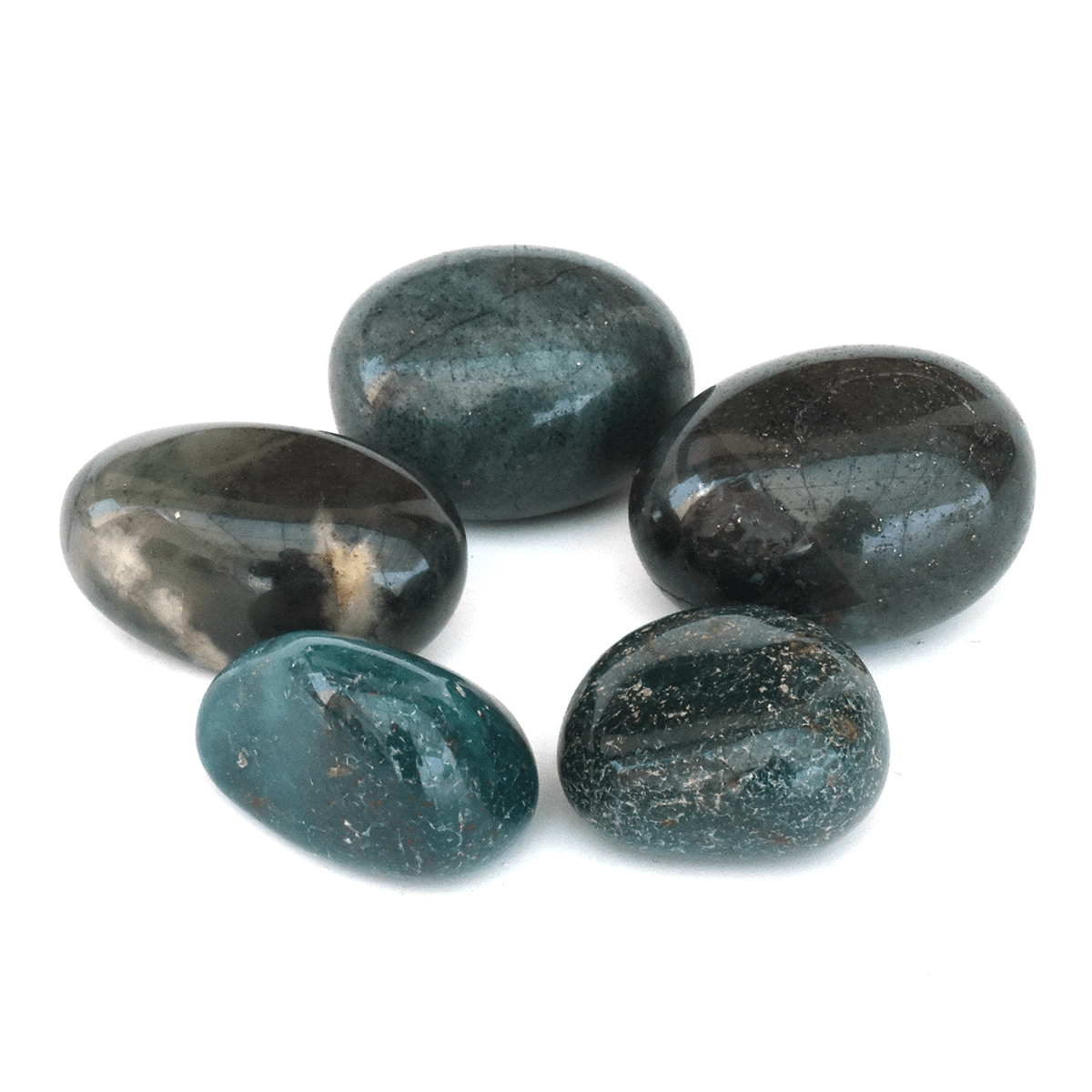 Bloodstone Tumble Stone 5 Pcs, Crystal Green Bloodstone Gemstone Pebble for Asymmetrical Crystal Stone