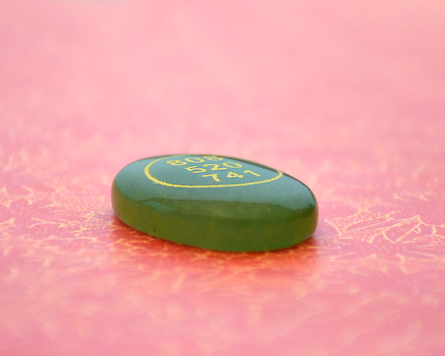 Pre Energized Natural Superior Green Aventurine with Angle number & Zibu Symbol Cabochon Coin for Good Luck for Money and Relationship Certified Feng Shui Both Side