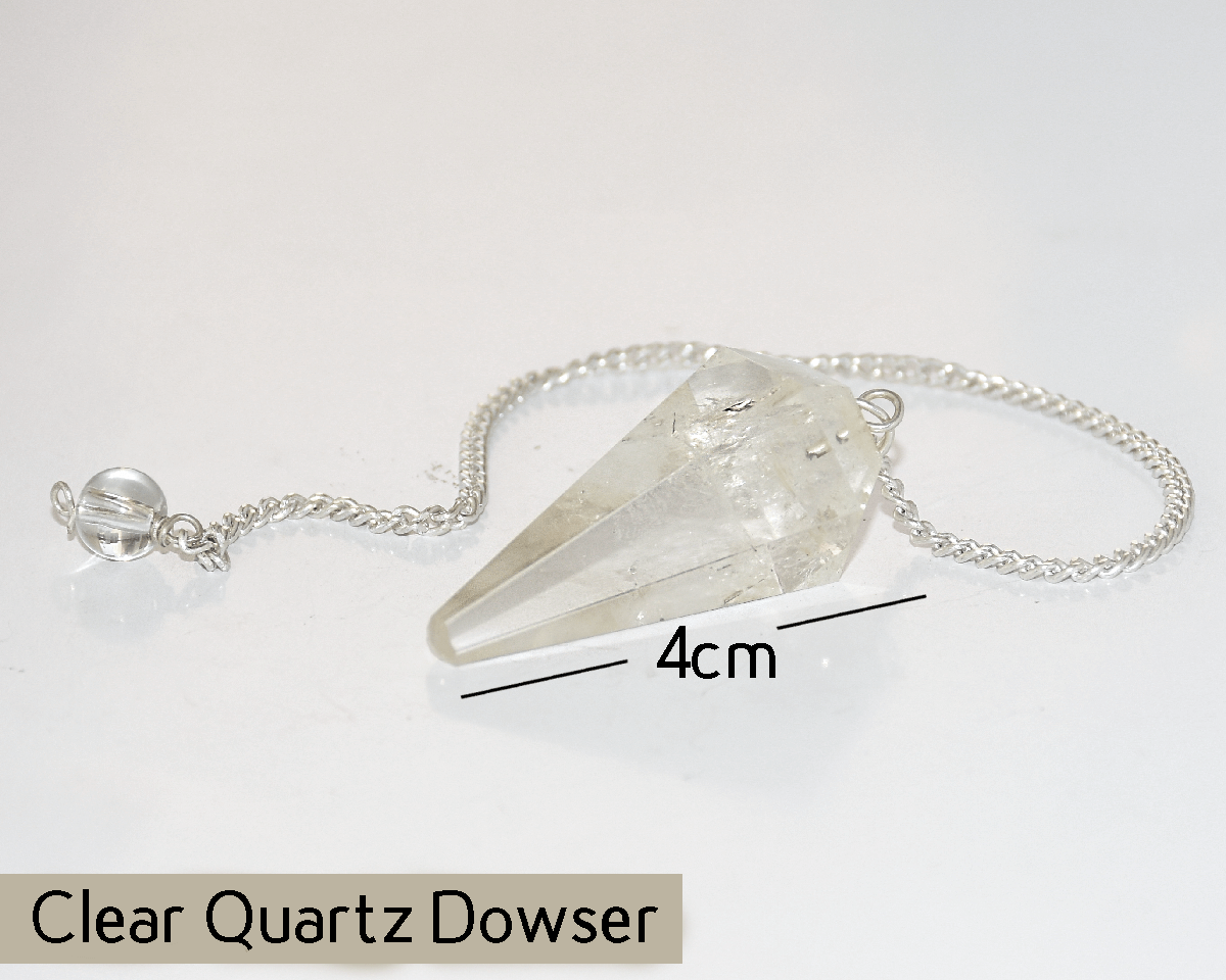 Natural Energized Clear Quartz Dowser Pendulum with Chain For Immunity | Reiki Healing | Positivity | Dowsing |