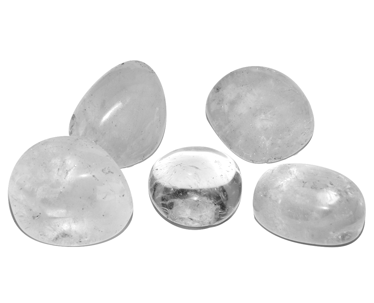 Clear Quartz Tumble Stone For Reiki Healing & Vastu Correction (5pcs) Regular Rectangular Crystal Pebbles