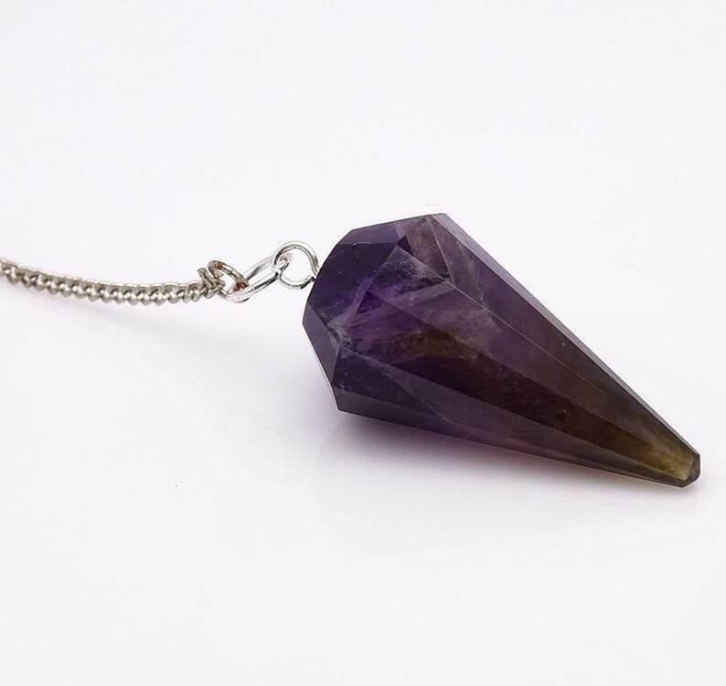 Natural Amethyst Dowser Pendulum Dowsing for Healing  (Color : Purple)