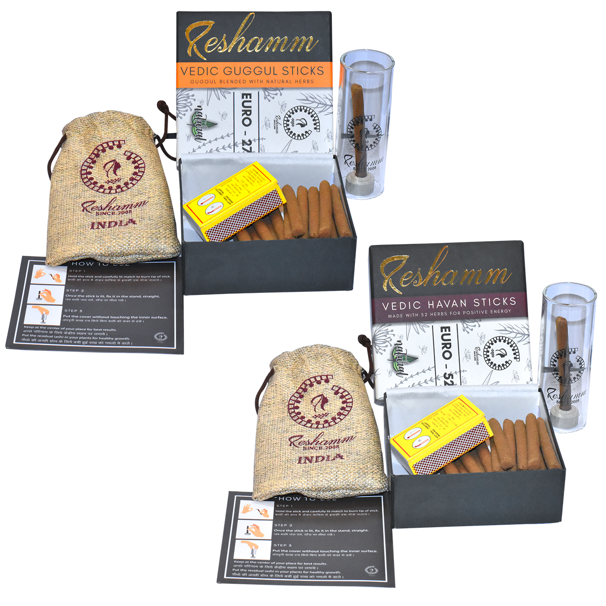 Natural & Herbal Vedic Guggul Stick & Havan Stick Made upto 97 Types Of Natural Herbs For Positive Energy, Money Attraction, Meditation, peace and overall prosperity (Pack of 2)