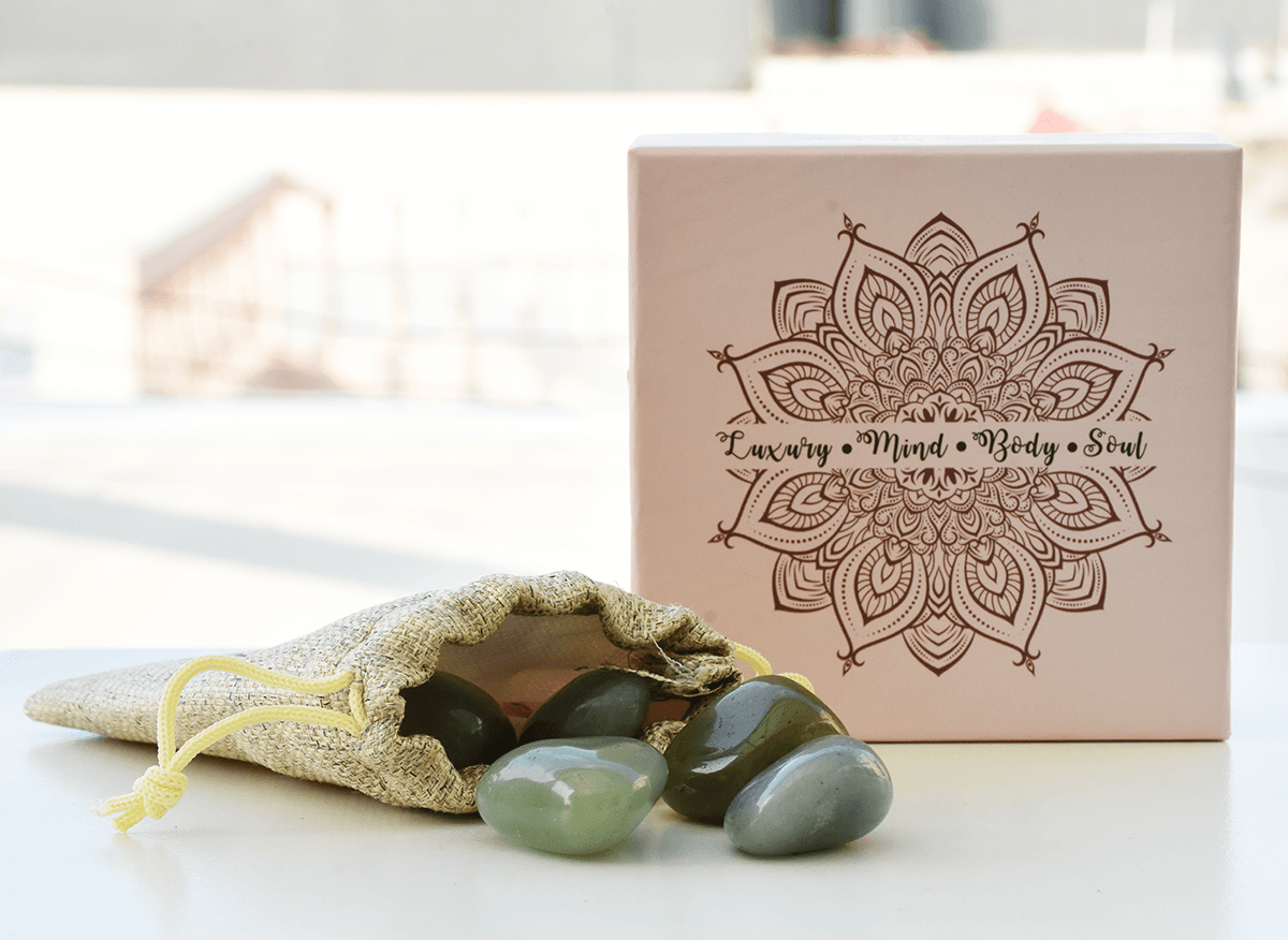 Green Aventurine Tumbled Pebbles Basket Reiki Healing Crystals Decorative Showpiece - 10 cm  (Stone, Green)
