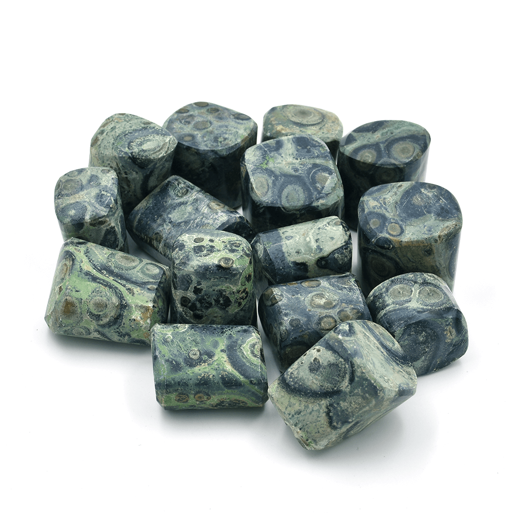 Kambaba Jasper Tumbled Stone  Regular Asymmetrical Crystal Stone  (Green and Black 5 Pieces)