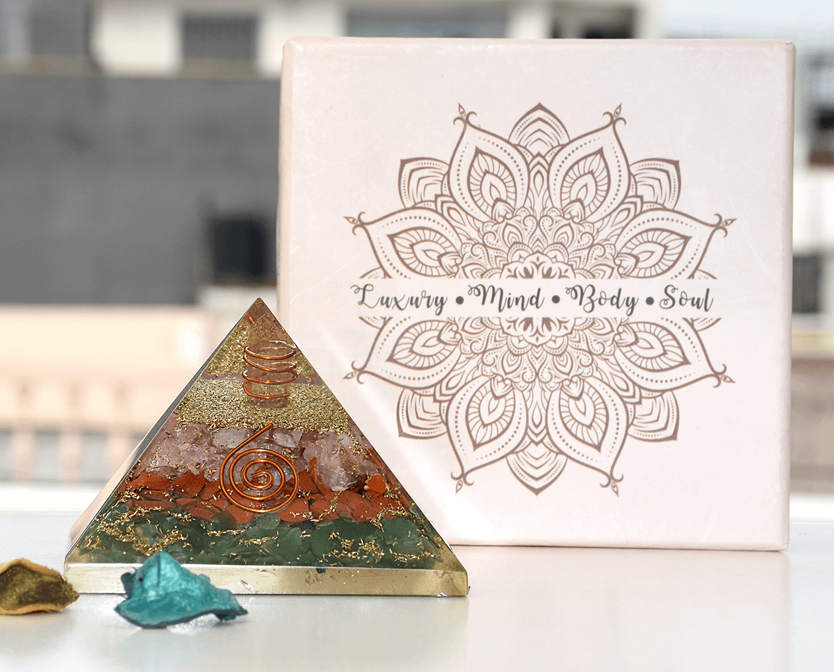 Pyramid made of Natural Crystal for Stability, Healthy &amp; Growth in Love, Marriage Relationship &amp; Other Relations Family, Personal &amp; All Other Relations. Feng Shui remedy Decorative Showpiece - 8 cm  (Crystal, Multicolor)