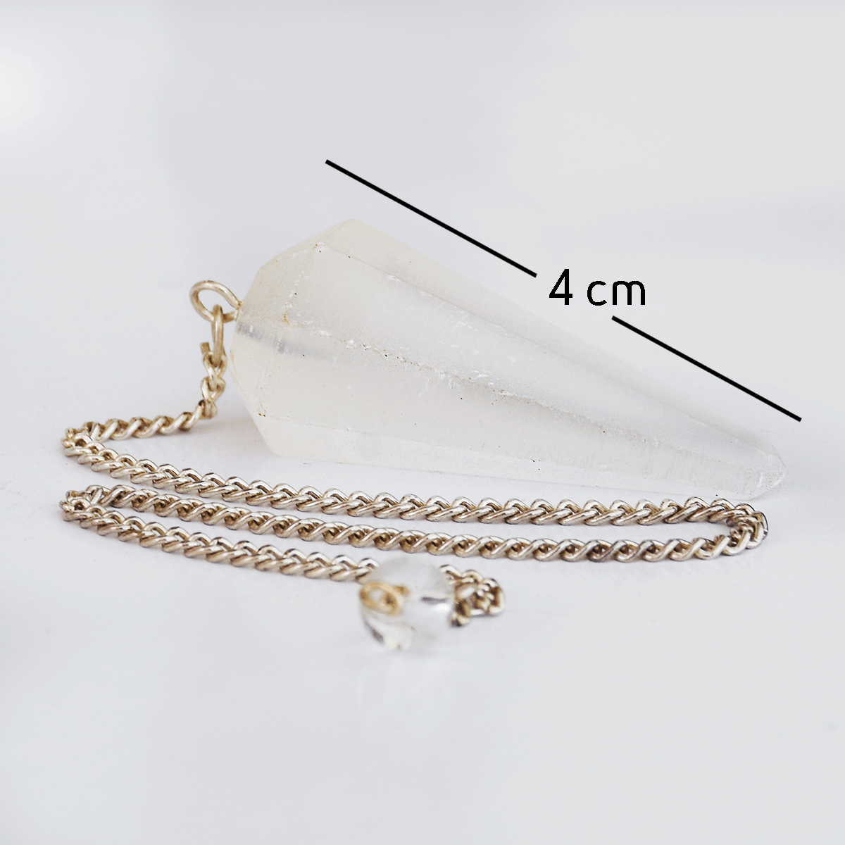 Selenite Dowser Pendulum with Chain For Aura cleansing, Reiki Crystal Healing I Dowsing Home  I Unisex