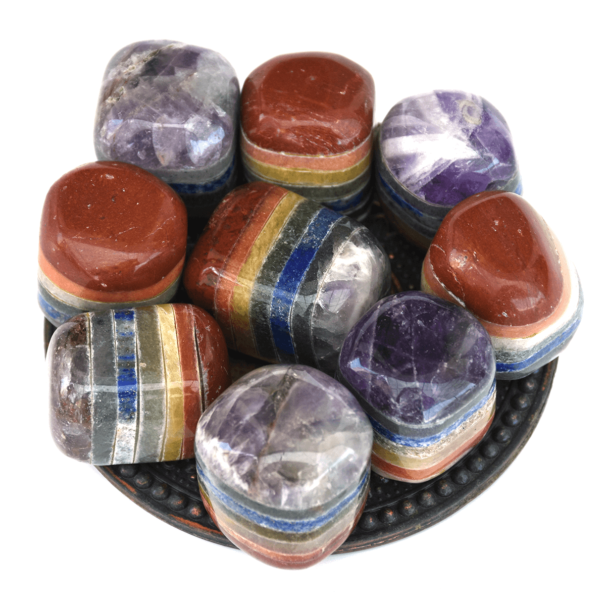Natural 7 Chakra Bonded Tumble Stones for Reiki Stone Healing Crystal Multicolor Tumbled Gemstones