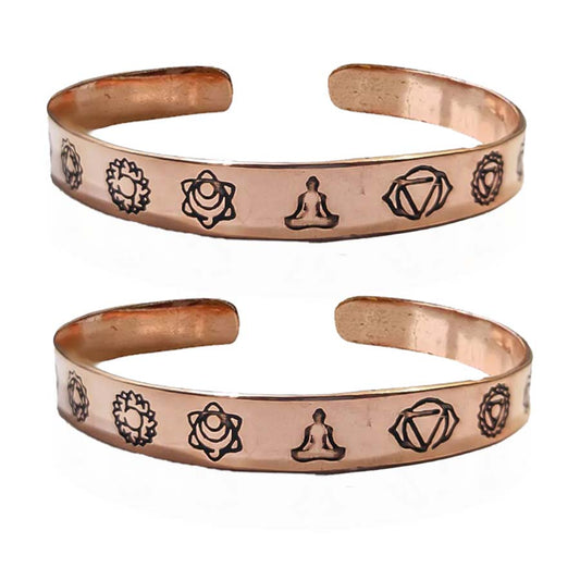 7 Chakra Symbol Copper kada (Pack of 2)