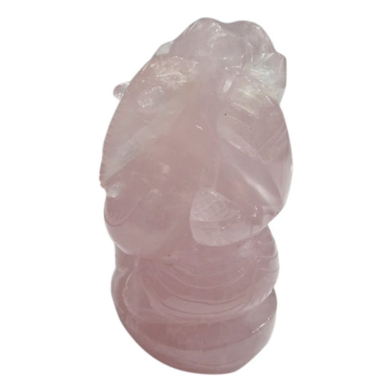 Natural Rose Quartz Ganesh Stone Size - 1 inch Reiki Healing Chakra Balancing Stone Gemstone Bala Crystal Pink Rose Quartz Pocket Ganesh Small Murthi Statue Gansh Chaturthi, Diwali Pooja