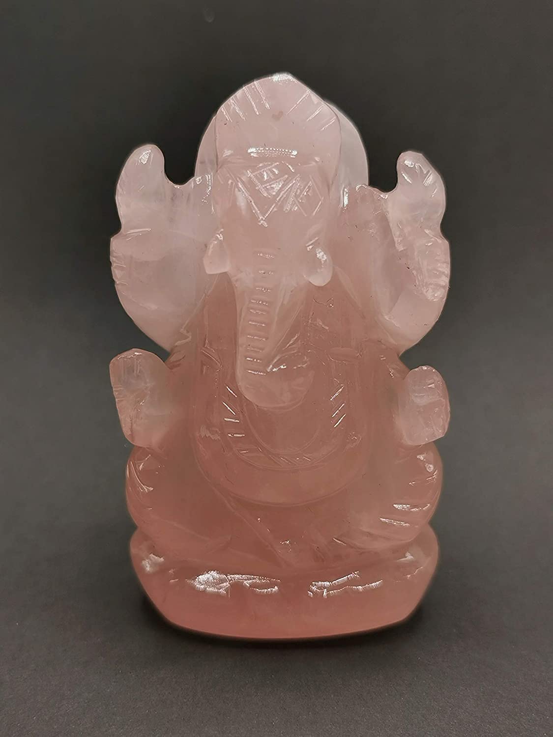Natural Rose Quartz Ganesh Stone Size - 1 inch Reiki Healing Chakra Balancing Stone Gemstone Bala Crystal Pink Rose Quartz Pocket Ganesh Small Murthi Statue Gansh Chaturthi, Diwali Pooja