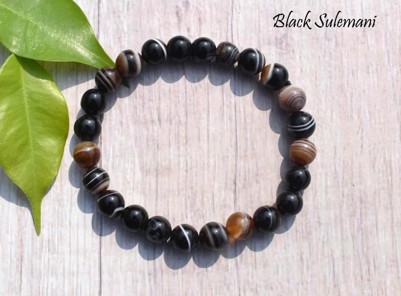 Black Sulemani Unisex Natural Crystal Stone Bracelet