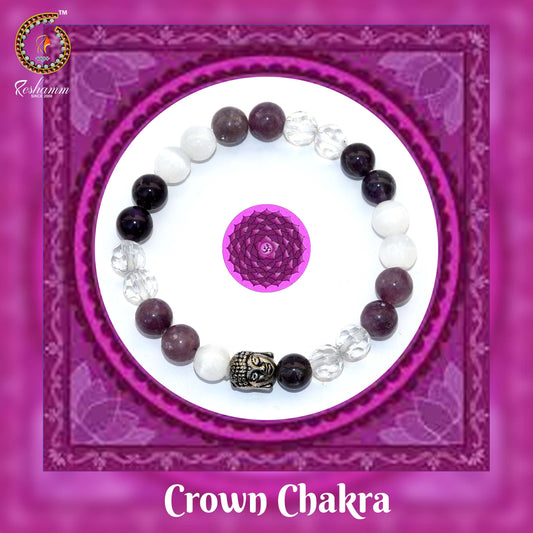 Reshamm Pre Energized Natural Crown Chakra Crystal Stone Bracelet With 8 mm Beads