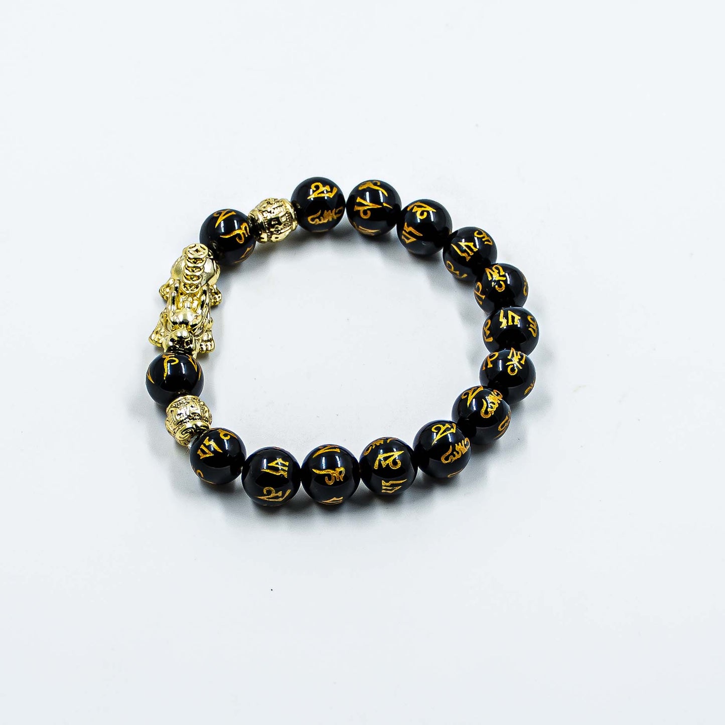 Black Onyx Bracelet | Om Mani Bracelet | Om Mani Padme Hum Bracelet Engraved 10 mm Beads Crystal Stone Bracelet (Color : Black)