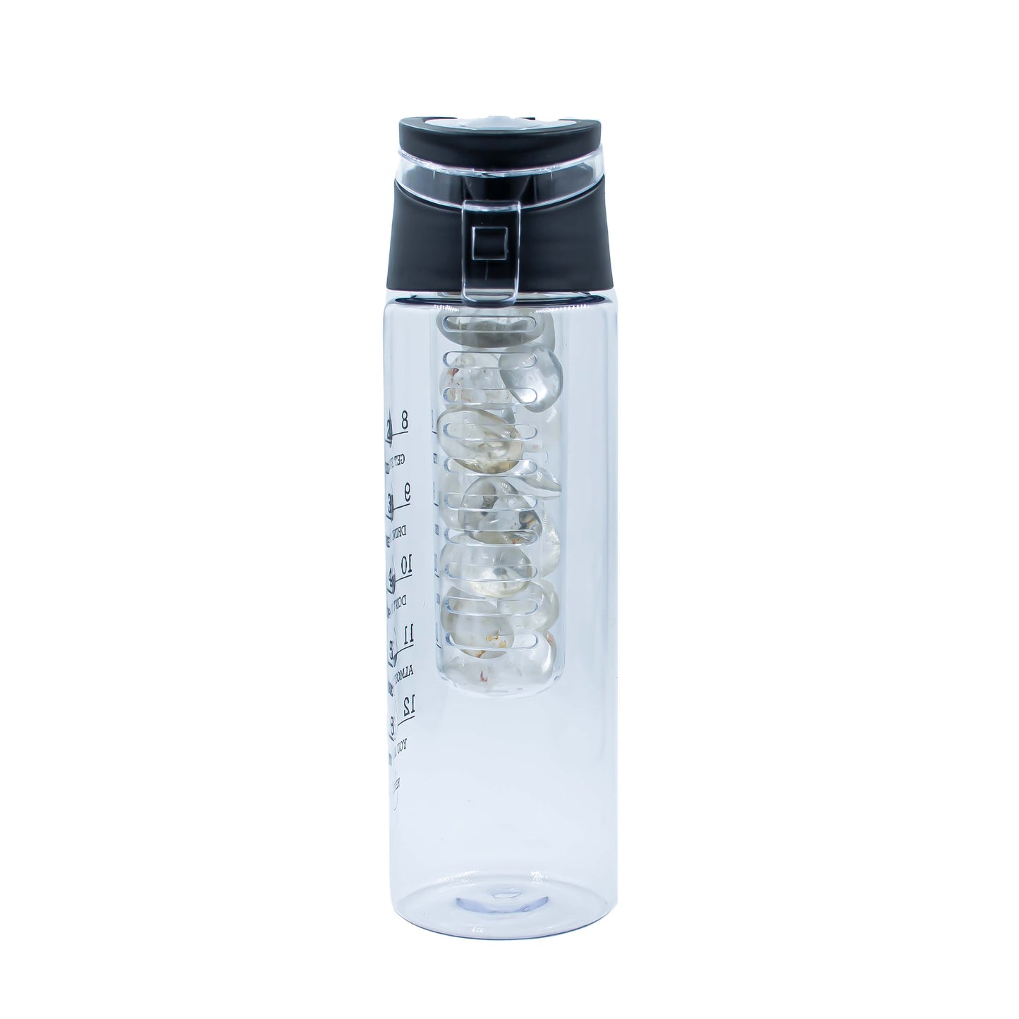 Plastic Water Bottle | Capacity : 800 ml | Color : Black | Pack of 2 |  Stone : Clear Quartz |