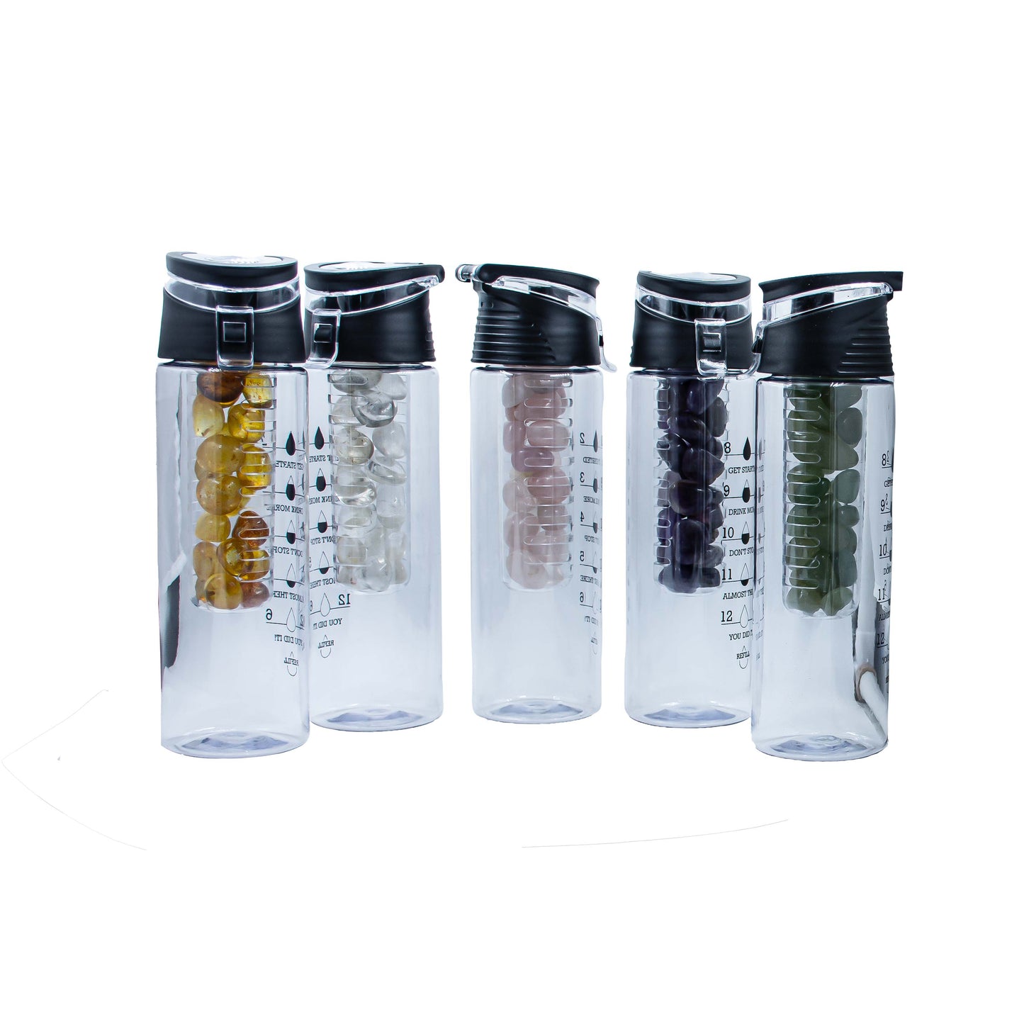 Plastic Water Bottle | Capacity : 800 ml | Color : Black | Pack of 2 |  Stone : Clear Quartz |