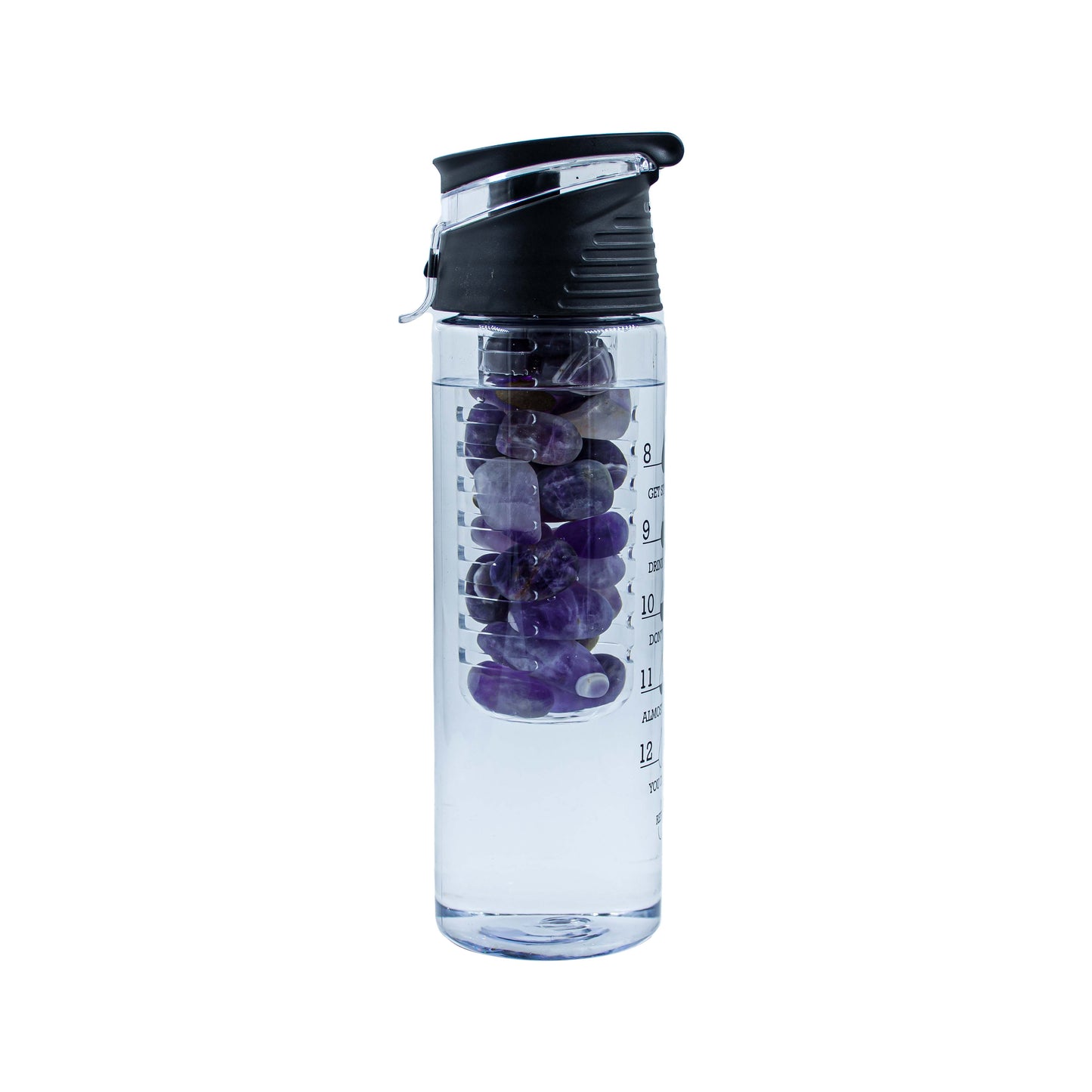 Plastic Fruit Infuser Detox  Water Bottle BPA-free Material with Full Length, Capacity: 800 ml Stone : Amythest (Purple)