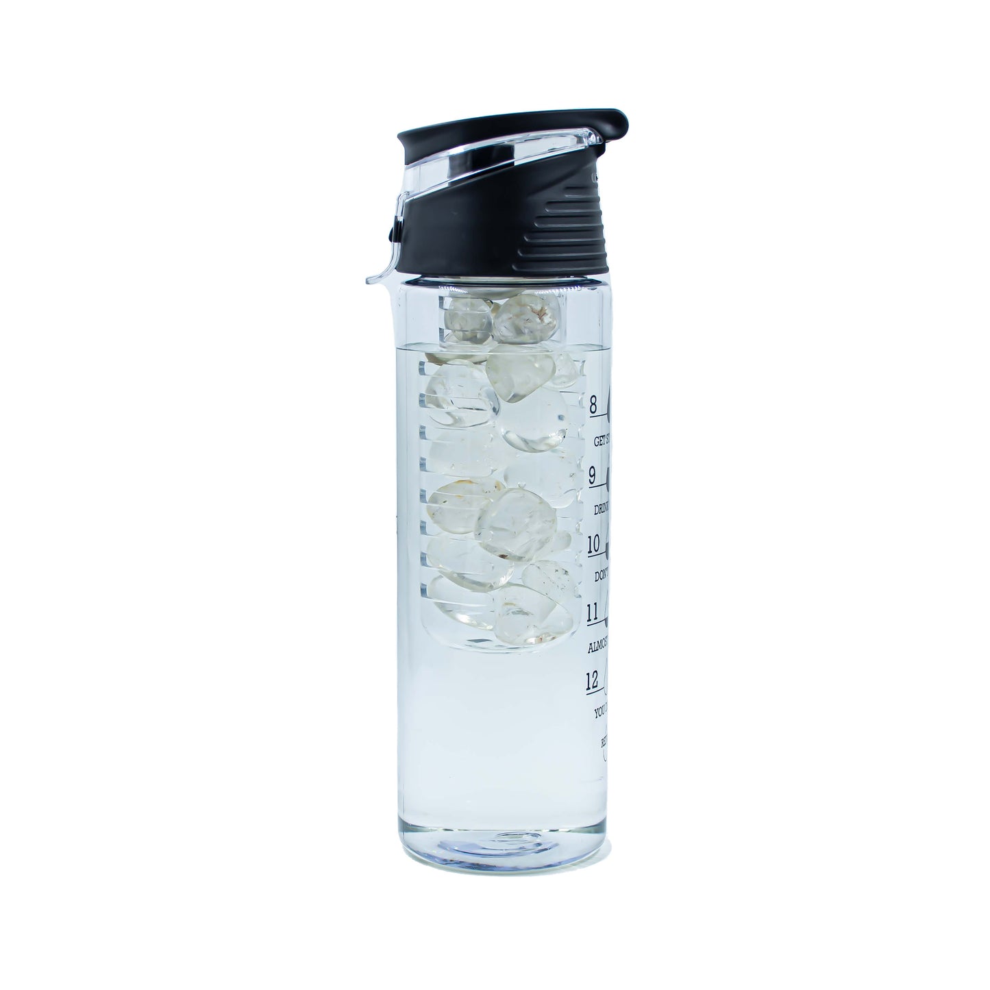 Plastic Water Bottle | Capacity : 800 ml | Color : Black | Pack of 2 |  Stone : Clear Quartz |