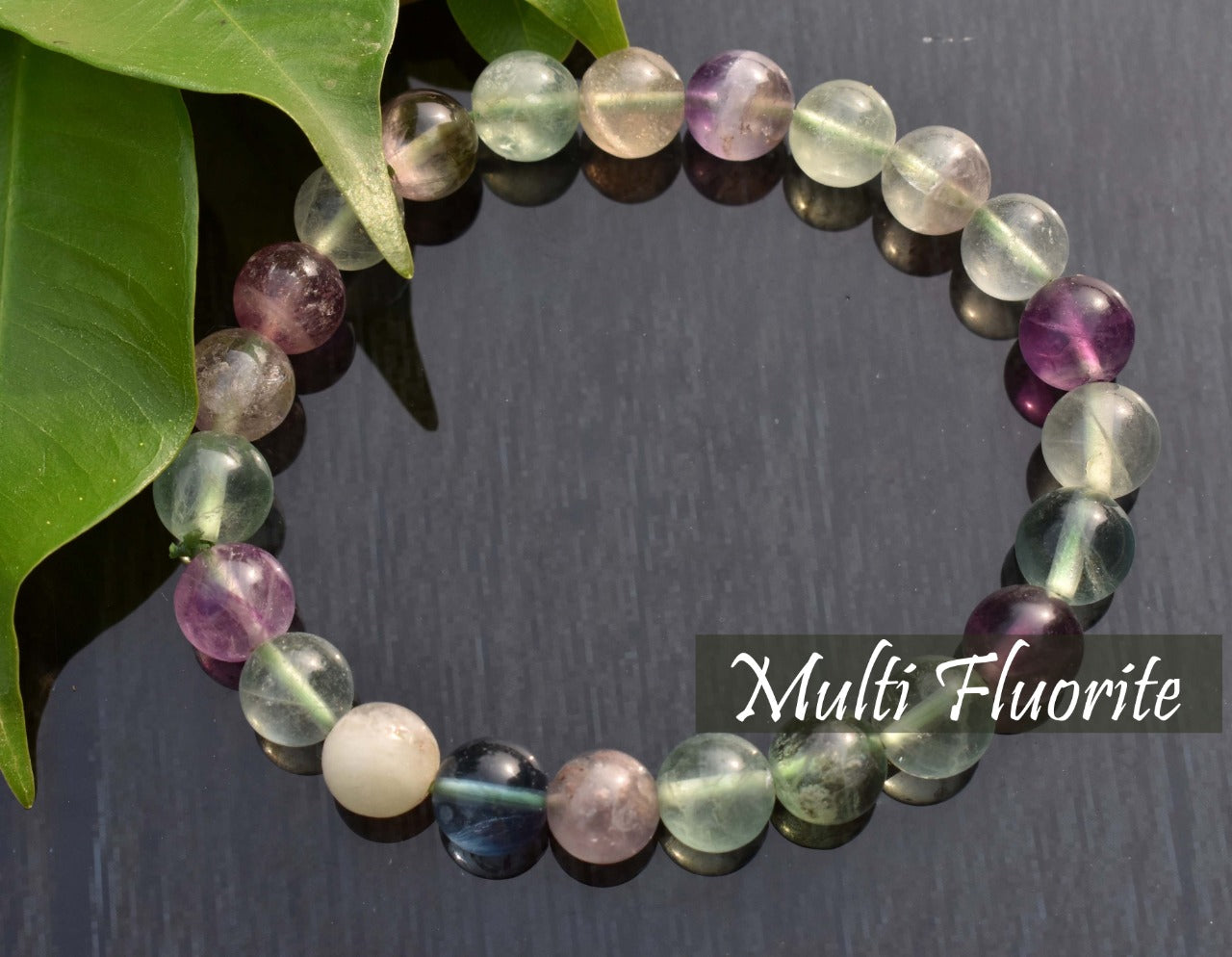 Multi Fluorite Unisex Natural Crystal Stone Bracelet