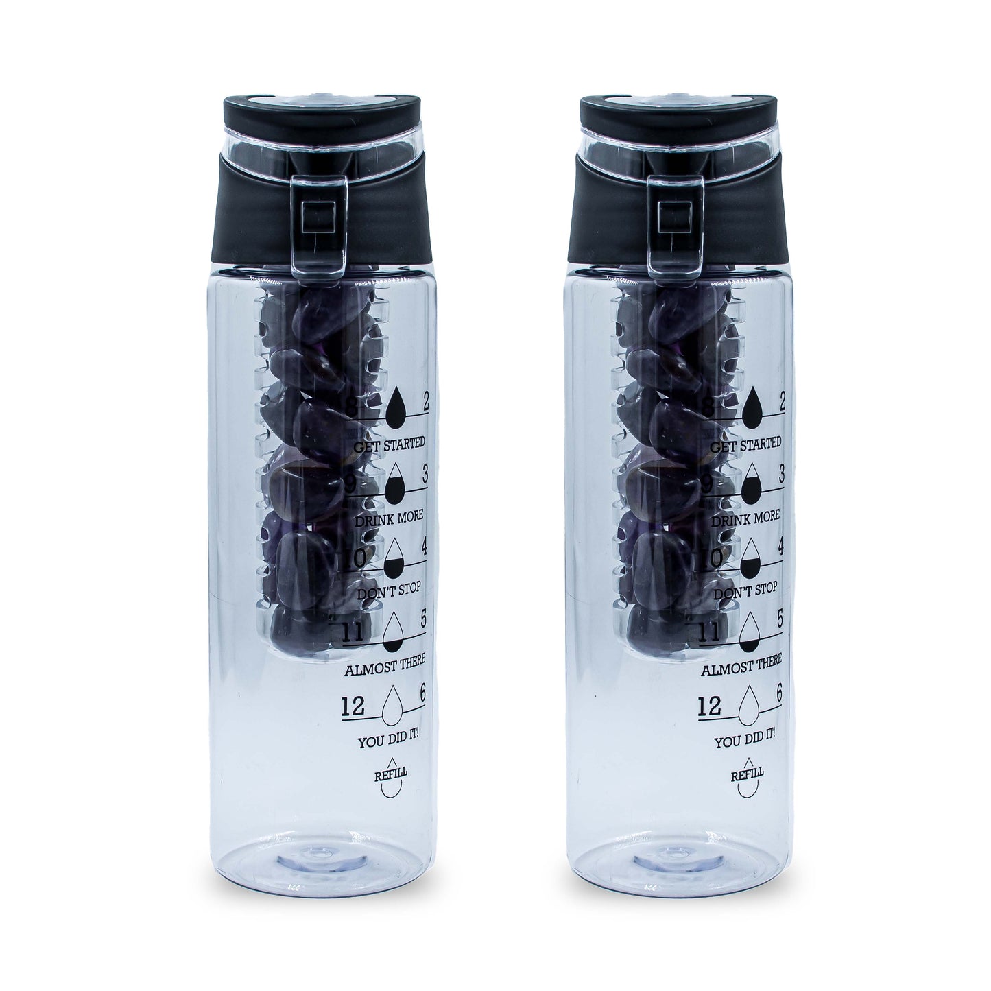 Plastic Water Bottle | Capacity : 800 ml | Color : Purple | Pack of 1 | Crystal : Amethyst |